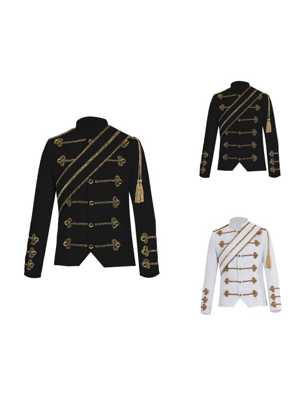 Men's Retro Royal Court Prince Suit with Double- Gilded Blazer Jacket, Formal Wear for Parties, Stage Performances, Nightclub, Bar Events