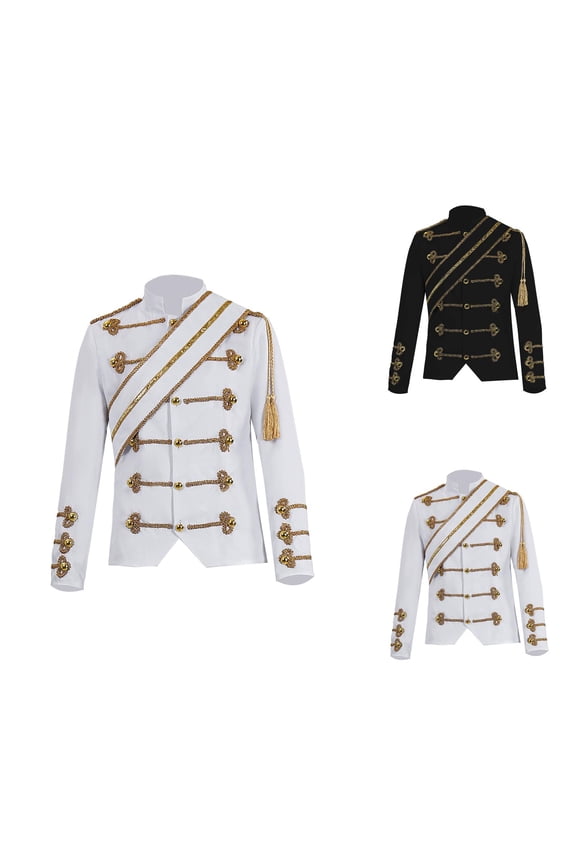 Men's Retro Royal Court Prince Suit with Double- Gilded Blazer Jacket, Formal Wear for Parties, Stage Performances, Nightclub, Bar Events