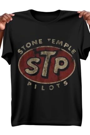 Men's Retro STP Stone Temple Pilots Pattern T-Shirt - Casual Breathable Cotton, Short Sleeve, Loose Fit, Retro Band Logo Design, Perfect Gift for Music Fans, Rock T-Shirt