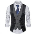 thumbnail image 1 of Men's Retro Spliced Fake Two Piece Sleeveless Shirt V Neck Single Breasted Waistcoat Casual Business Suit Vest, 1 of 5