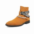 thumbnail image 1 of Men's Retro Suede Ankle Boots with Chain & Buckle Straps - Punk Style Chain Detail Ankle Boots for Fall/Winter, 1 of 6