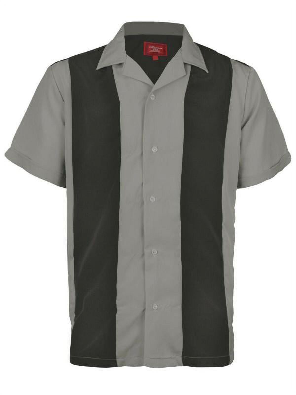 Men's Retro Two Tone Bowling Dress Shirt Dark Grey Stripe / Light Grey XL - image 1 of 2