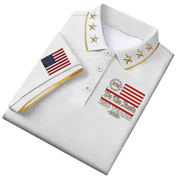 Men's Retro USA 250th Anniversary Independence Day Polo Tshirt, 250 Years fo Freedom American Heritage 1776 to 2026 Memorial Day Tee Tops