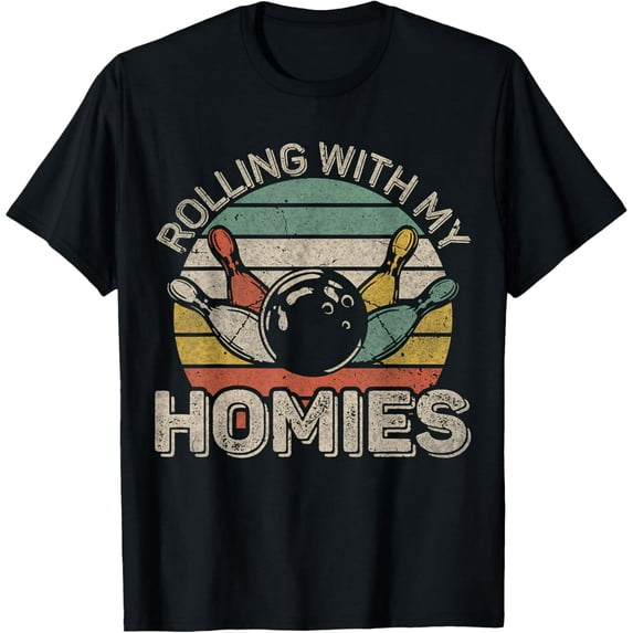 Men's Retro Vintage Bowling Rolling With My Homies T-Shirt