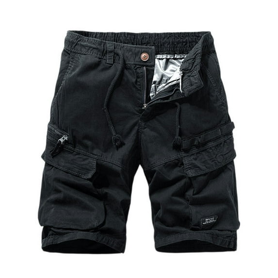 Men's Retro Vintage Cargo Shorts, Outdoor Work Short Pants with Multi-Pocket & Zipper Details, Durable Cotton Blend Casual Utility Shorts ,Black 3XL