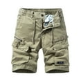 thumbnail image 1 of Men's Retro Vintage Cargo Shorts, Outdoor Work Short Pants with Multi-Pocket & Zipper Details, Durable Cotton Blend Casual Utility Shorts ,Khaki 2XL, 1 of 5