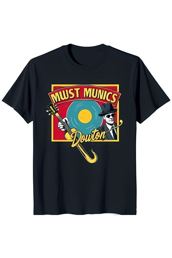 Men's Retro Vintage Jazz Blues Musician Graphic Vinyl Record T-Shirt