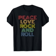 Mens Retro Vintage Peace Love Rock and Roll Graphic T-Shirt