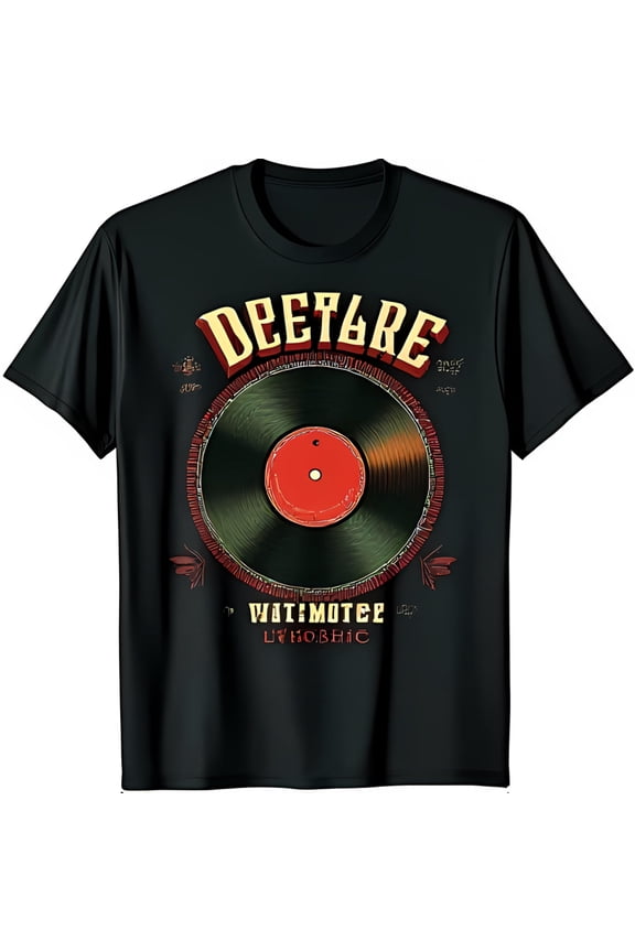 Men's Retro Vintage Vinyl Record Graphic Music T-Shirt