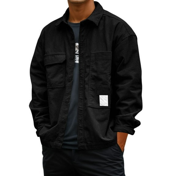 Men's Retro Work Shirt Long Sleeve Casual Loose Fit Style Shirt Jacket for Spring Autumn Comfortable Wear Mens Summer Lightweight Pullover Tee Shirts