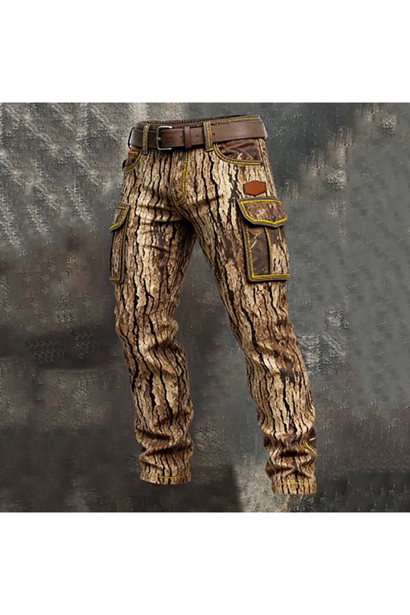 Men's Retro Work Wear Long Pants Solid Color Loose Fit Durable Fabric Outdoor Activity Trousers Fashion Street Style All Match Casual Bottoms,Khaki,S