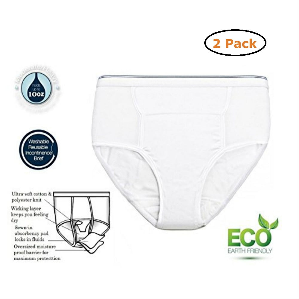 Men's Reusable Incontinence Brief 10oz - Size -3X-Large 50-52 - Pack of 2 