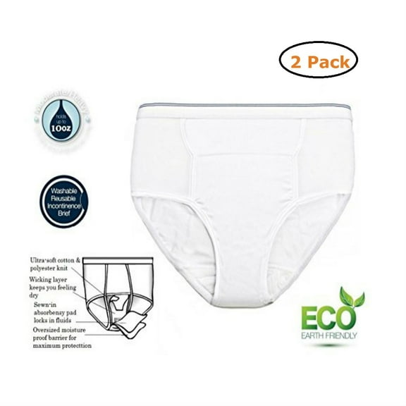 Men's Reusable Incontinence Brief 10oz - Size -Small 30-32 - Pack of 2