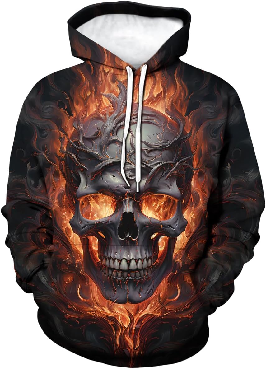 Men's Revenge Flame Skeleton Graphic Hoodie Hoodies Trippy 3D Colorful Skull  Sweatshirts Pullover - Walmart.com