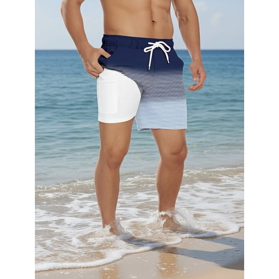 Men's Reversible Gradient-Stripe Quick-Dry Shorts - Christmas Beach Vacation Essential & Walmart Holiday Deal