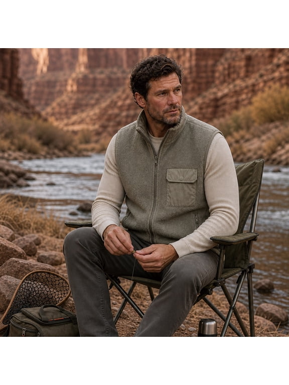 Men's Reversible Puffer Vest, Sherpa Fleece Lined Quilted Vest for Fall Winter — Water Repellent Nylon Shell, Sleeveless Jacket for Outdoor Work Hiking Fishing Camping, Big and Tall Sizes UP to 220lb