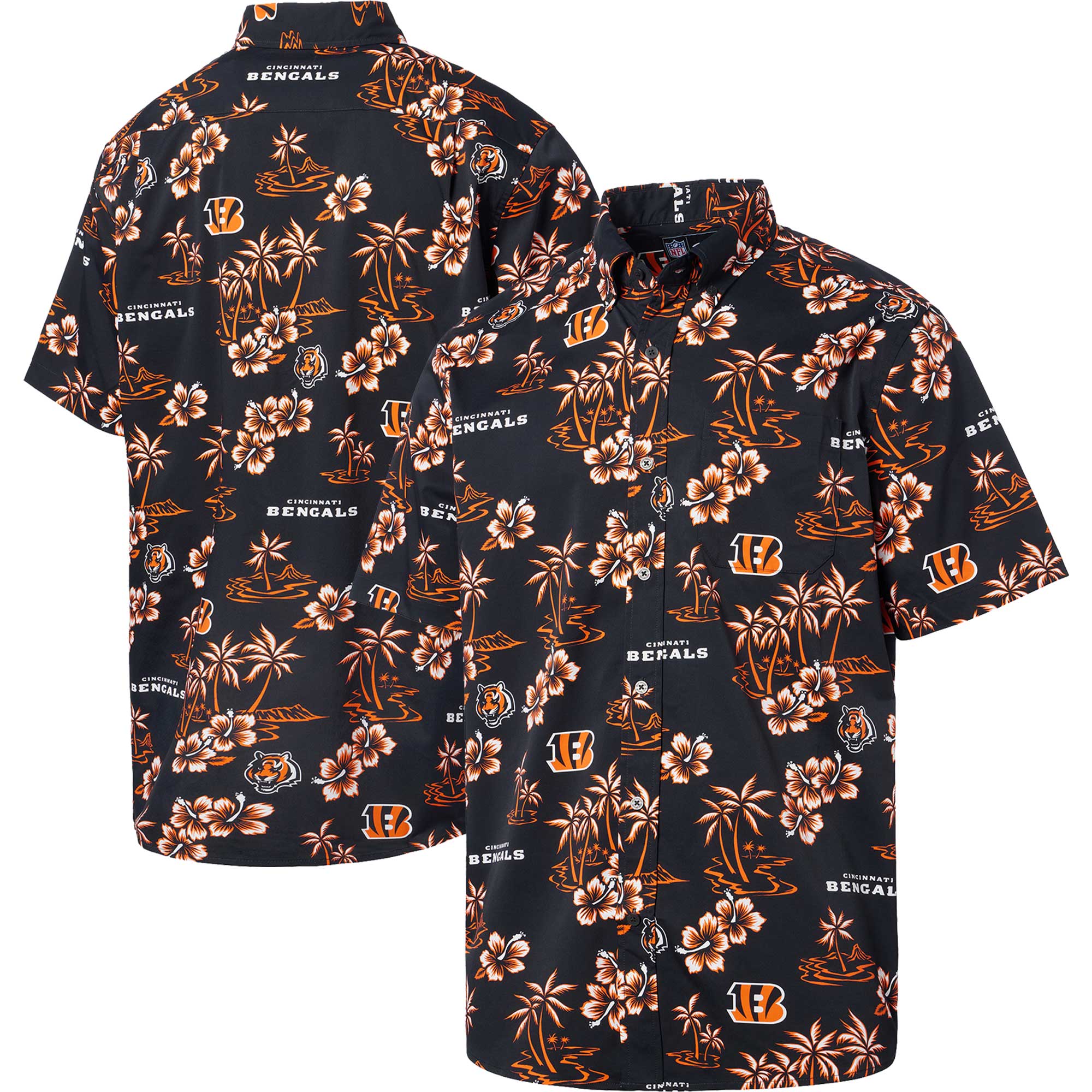 Men's Reyn Spooner Black Cincinnati Bengals Kekai Button-Up Shirt ...