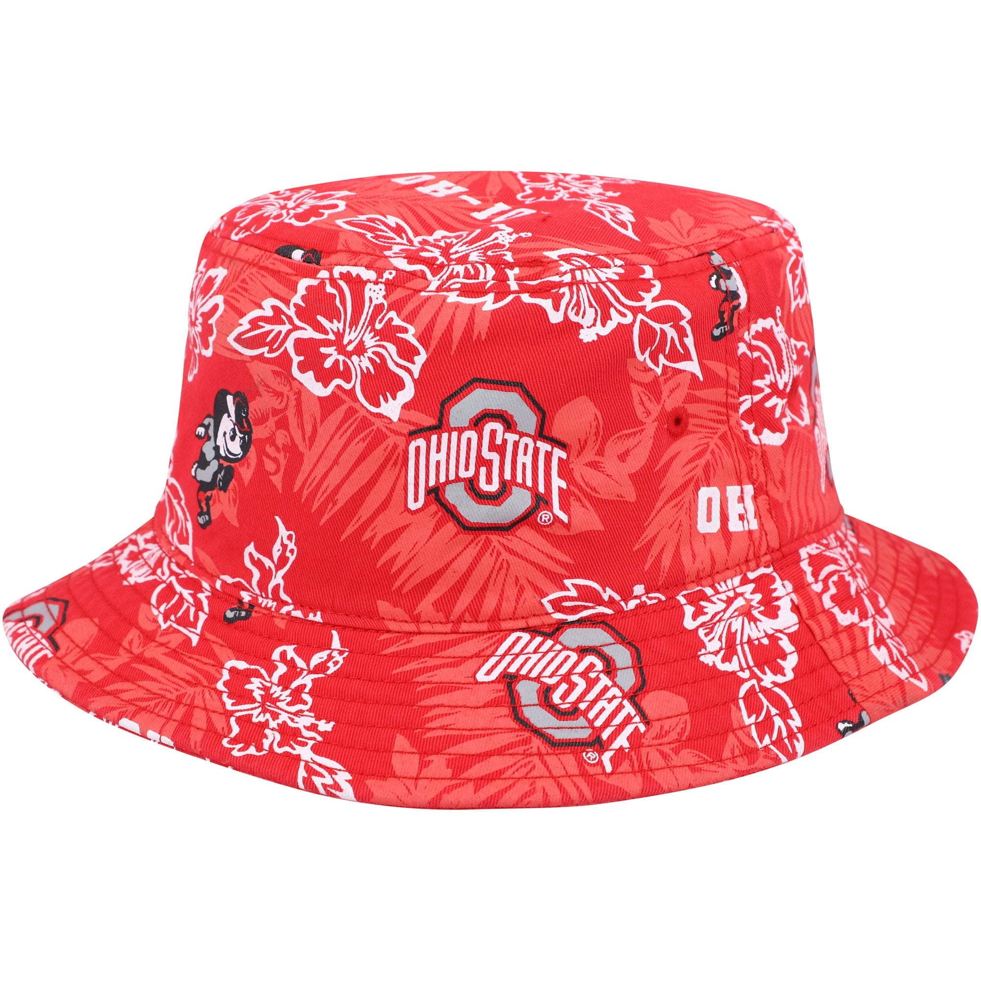 Men\'s Scarlet Bucket Buckeyes Spooner Hat Ohio Floral Reyn State