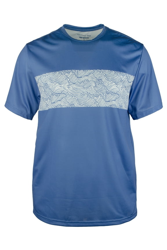 Men's Reyn Spooner Wave Print Performance Tee PB Medium