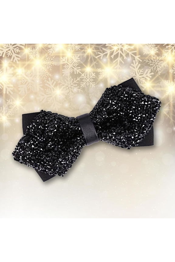 Men's Rhinestone Bow Tie for Year Eve Party Wedding Groomsmen Formal Suit Accessory, Black