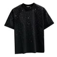 thumbnail image 1 of Men's Rhinestone Crew Neck T Shirt, Short Sleeve Sparkle Tee, Casual Summer Top with Bling Detail, 1 of 5