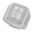 thumbnail image 1 of Men's Rhodium Plated Micro-Pave Iced Out Cubic Zirconia Cross Ring, Size 9.5, 1 of 7