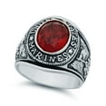 thumbnail image 1 of Men’s Rhodium Plated Oval-Cut Red Cubic Zirconia US Marines Ring - Size 13.5, 1 of 7
