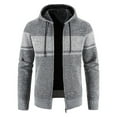 thumbnail image 1 of Men's Rib Knitted Zip Up Hooded Fleece Cardigan Sweater Winter Warm Sherpa Lined Jacket Coat Hoodies with Pockets, 1 of 4