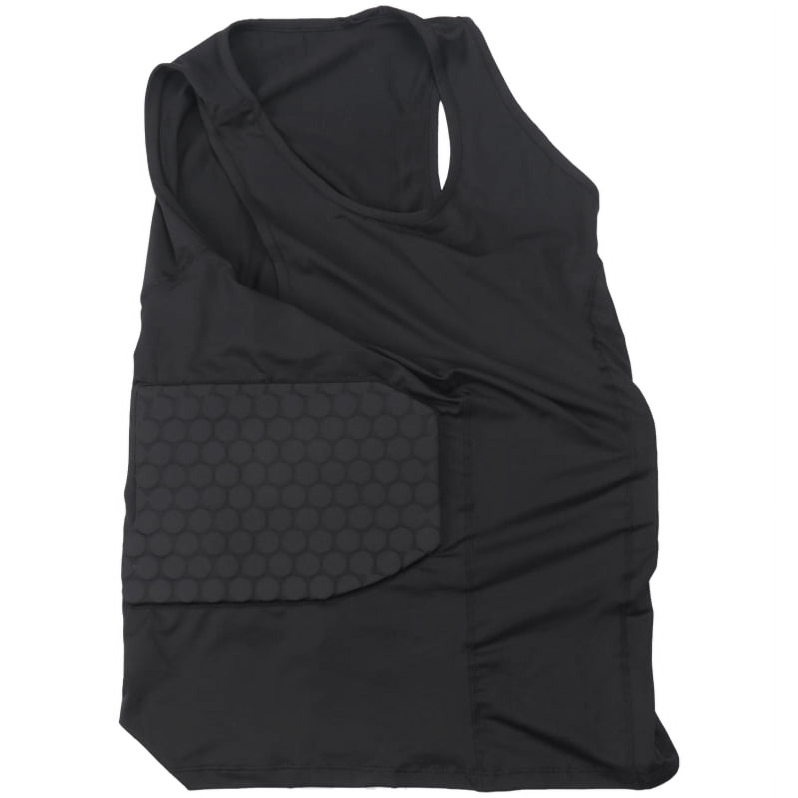 Men's Rib Protector Padded Vest Compression Shirt Training Vest with 3-Pad for Football Soccer Basketball Hockey Protective Gear XL