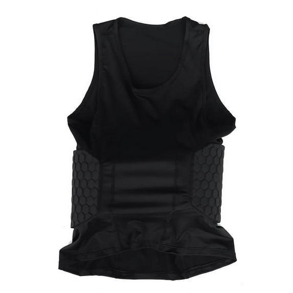 Men's Rib Protector Padded Vest Compression Shirt Training with 3-Pad for Football Soccer Basketball Hockey Protective Gear L