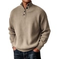 thumbnail image 1 of Men's Ribbed Knit Henley Sweater Long Sleeve Button Neck Casual Pullover Top, 1 of 4