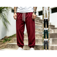 thumbnail image 1 of Men's Ribbed Knit Jogger Pants, Elastic Waist Drawstring Casual Trousers with Pockets, Relaxed Fit Streetwear Baggy Sweatpants Size S-2XL Wine, 1 of 9