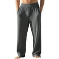 thumbnail image 1 of Men's Ribbed Knit Lounge Pants Elastic Waist Loose Wide Leg Drawstring Pant Comfy Solid Color Trousers, 1 of 7