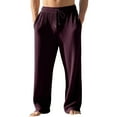 thumbnail image 1 of Men's Ribbed Knit Lounge Pants Elastic Waist Loose Wide Leg Drawstring Pant Comfy Solid Color Trousers, 1 of 7