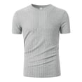 thumbnail image 1 of Men's Ribbed Knit T-Shirt Short-Sleeve Casual Solid Basic Top Soft Stretch Fabric Spring & Summer Versatile Daily Tees,White,XXL, 1 of 5