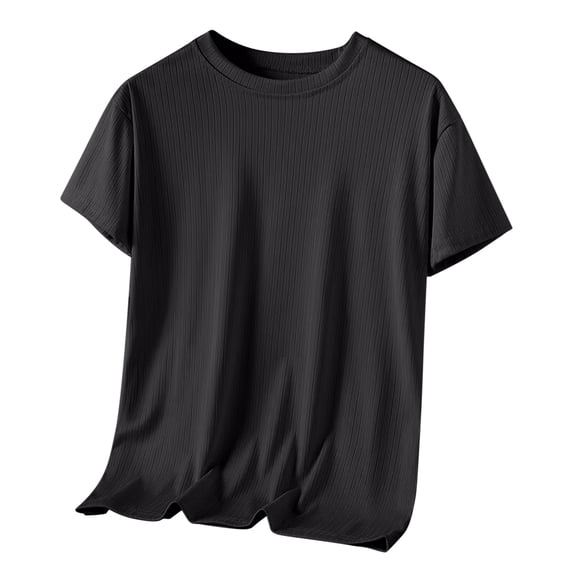 Men's Ribbed Knit T-Shirts Short Sleeve Casual Crewneck Slim Fit Textured Pullover Tees Basic Top