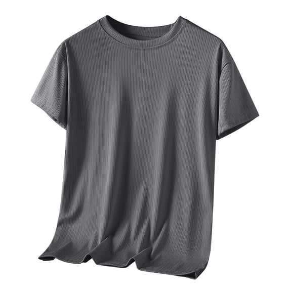 Men's Ribbed Knit T-Shirts Short Sleeve Casual Crewneck Slim Fit Textured Pullover Tees Basic Top