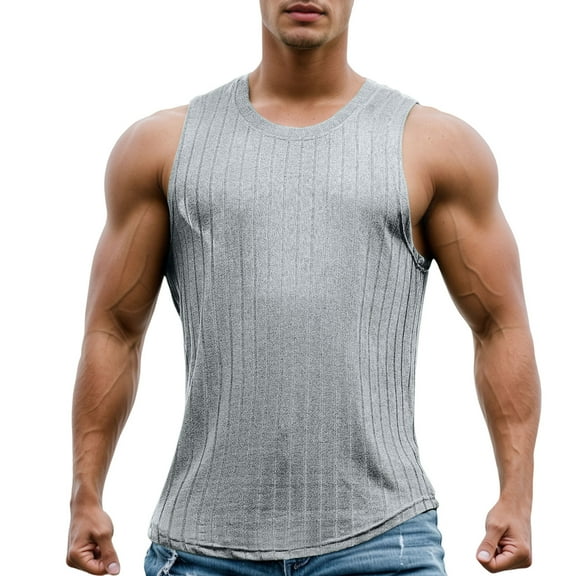 Men's Ribbed Knit Tank Tops Sleeveless Casual Muscle Shirt for Gym Workout and Daily Wear Comfortable Breathable Summer Undershirt