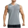 thumbnail image 1 of Men's Ribbed Knit Workout Muscle Tank Tops V Neck Athletic Bodybuilding Sleeveless T-Shirt Summer Fitness Training Running Breathable Heathered Stretch Activewear, 1 of 5