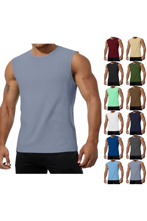 Men's Ribbed Tank Top Undershirts Moisture Wicking Breathable, Fitted Ruglar Fit T Shirts for Men Size 4XL White