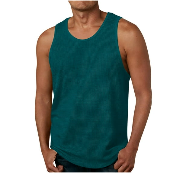 Men's Ribbed Tank Tops Knit Sleeveless Workout T Shirt Muscle Gym Fitness Tee Size 2XL Army Green
