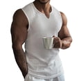 thumbnail image 1 of Men's Ribbed Tank Tops Knit Sleeveless Workout V Neck T Shirt Muscle Gym Fitness Tee White, 1 of 8