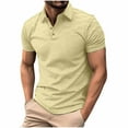 thumbnail image 1 of Men's Ribbed Textured Polo Shirt Lightweight Casual Golf Shirts Summer Short Sleeve T-shirt, 1 of 5