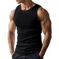 thumbnail image 1 of Men's Ribbed Textured Sleeveless Tank Tops Casual Muscle Shirts Lightweight Breathable Summer Tops,Black,M, 1 of 3