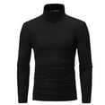 thumbnail image 1 of Men's Ribbed Turtleneck Sweater Casual Basic Long Sleeve Knitted Pullover Sweater Black 3XL, 1 of 4