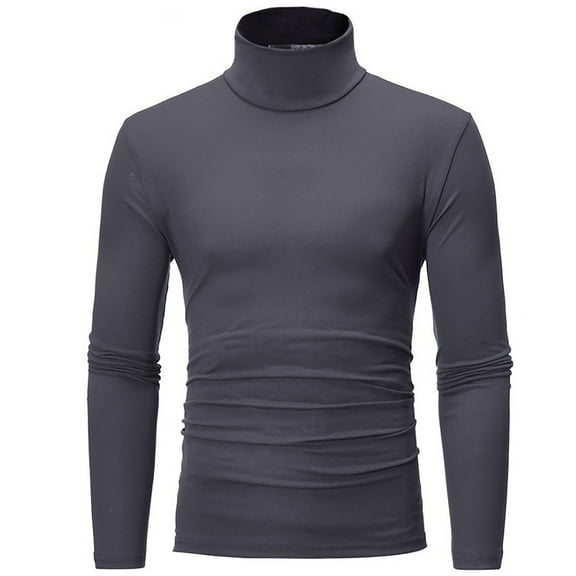 Men's Ribbed Turtleneck Sweater Casual Basic Long Sleeve Knitted Pullover Sweater Dark Gray XL