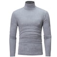 thumbnail image 1 of Men's Ribbed Turtleneck Sweater Casual Basic Long Sleeve Knitted Pullover Sweater Light Gray 2XL, 1 of 4