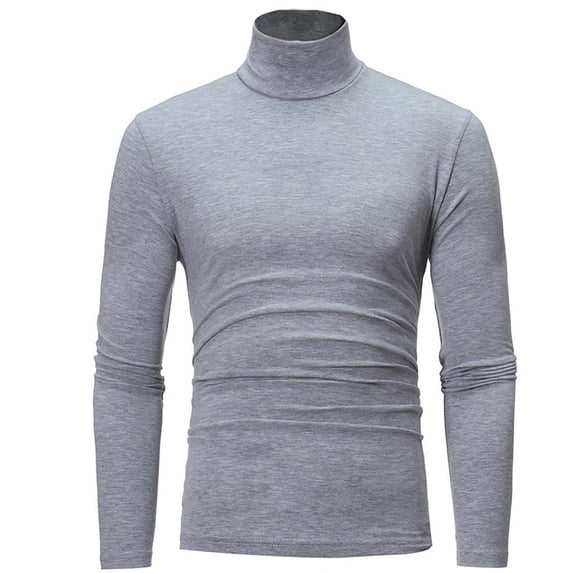 Men's Ribbed Turtleneck Sweater Casual Basic Long Sleeve Knitted Pullover Sweater Light Gray 2XL