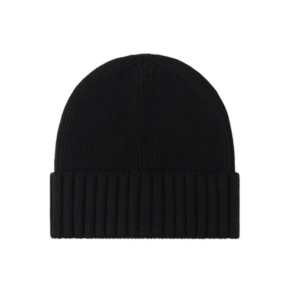 Men’s Ribbed Wool Knit Beanie Hat Fall Winter Thickened Skull Cap Comfortable Cozy Outdoor Warm Cold Weather Headwear for Daily Wear