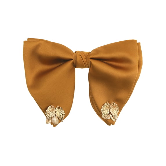 Men's Father's Day Ribbon Leaf Pendant Pre-tied Bow Ties Necktie Collar Fashion for School Uniform Wedding One Size Orange Gold
